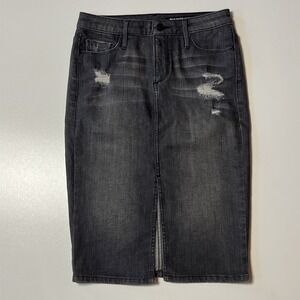 Black Orchid Los Angeles Denim Pencil Skirt Distressed Faded Black Jean Size 26